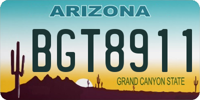 AZ license plate BGT8911