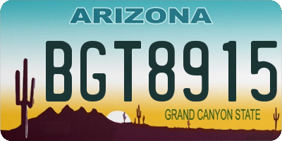 AZ license plate BGT8915