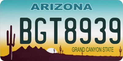 AZ license plate BGT8939