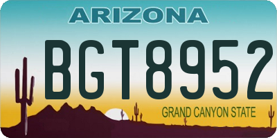 AZ license plate BGT8952