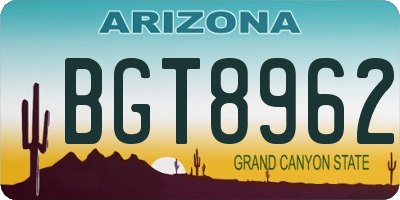 AZ license plate BGT8962