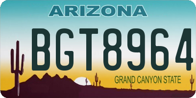 AZ license plate BGT8964