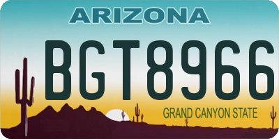 AZ license plate BGT8966