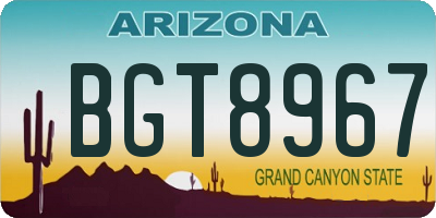 AZ license plate BGT8967
