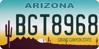 AZ license plate BGT8968