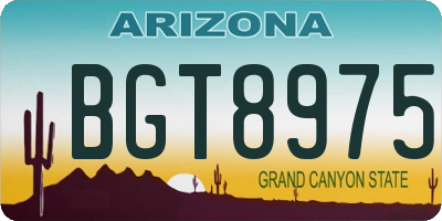 AZ license plate BGT8975