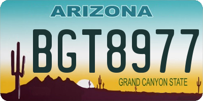 AZ license plate BGT8977