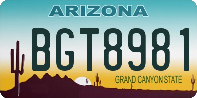 AZ license plate BGT8981
