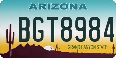 AZ license plate BGT8984