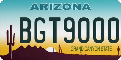 AZ license plate BGT9000