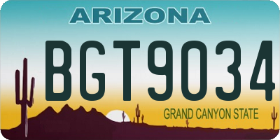AZ license plate BGT9034