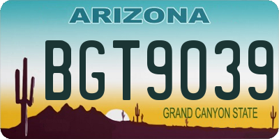 AZ license plate BGT9039
