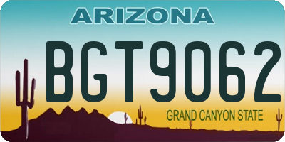 AZ license plate BGT9062