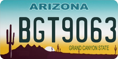 AZ license plate BGT9063