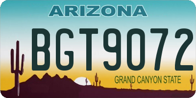 AZ license plate BGT9072