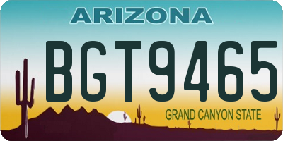 AZ license plate BGT9465
