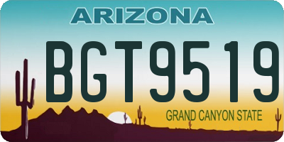 AZ license plate BGT9519