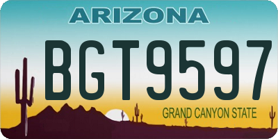 AZ license plate BGT9597