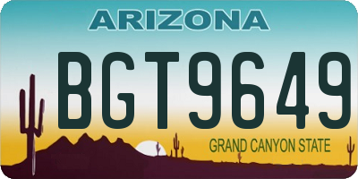 AZ license plate BGT9649