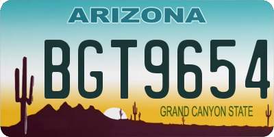 AZ license plate BGT9654