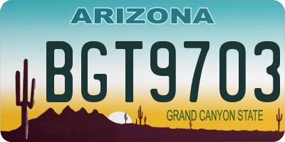 AZ license plate BGT9703