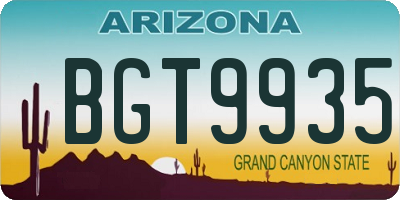 AZ license plate BGT9935