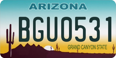 AZ license plate BGU0531