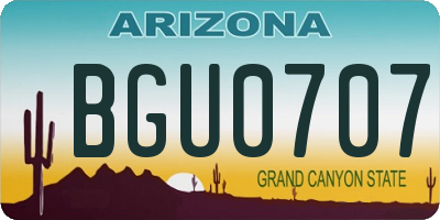 AZ license plate BGU0707