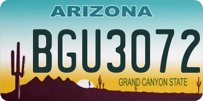 AZ license plate BGU3072