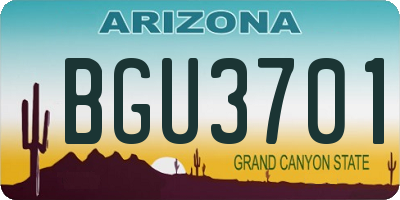 AZ license plate BGU3701