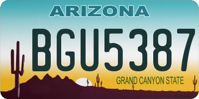 AZ license plate BGU5387