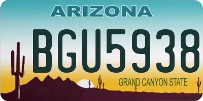 AZ license plate BGU5938
