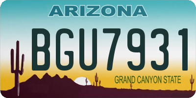 AZ license plate BGU7931