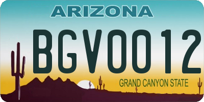 AZ license plate BGV0012