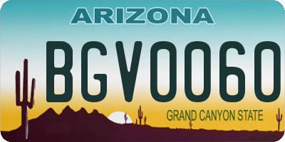 AZ license plate BGV0060