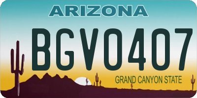 AZ license plate BGV0407
