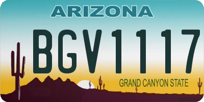AZ license plate BGV1117