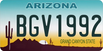 AZ license plate BGV1992