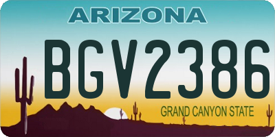 AZ license plate BGV2386
