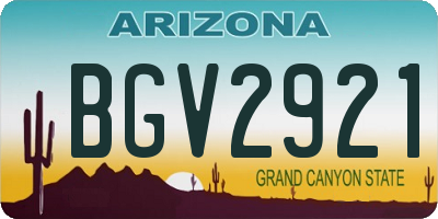 AZ license plate BGV2921