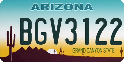AZ license plate BGV3122