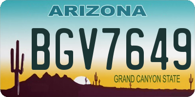 AZ license plate BGV7649