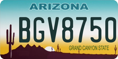 AZ license plate BGV8750