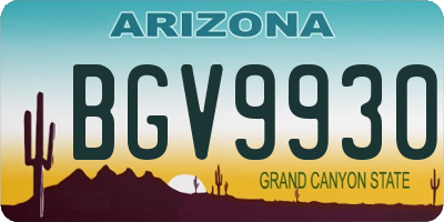 AZ license plate BGV9930