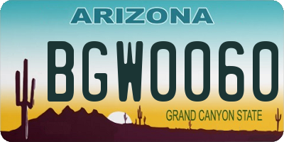 AZ license plate BGW0060