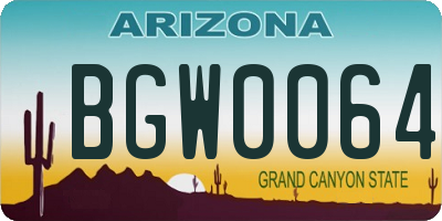 AZ license plate BGW0064