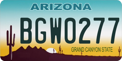 AZ license plate BGW0277