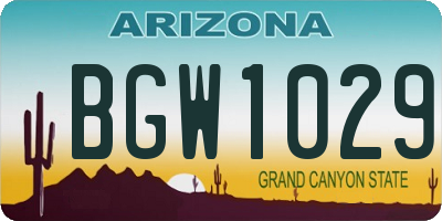 AZ license plate BGW1029
