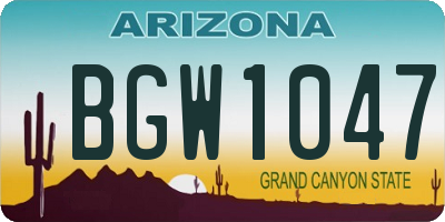 AZ license plate BGW1047
