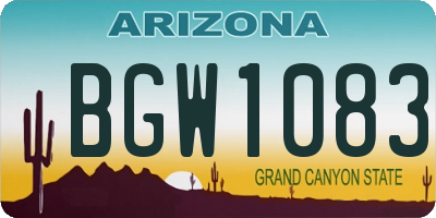 AZ license plate BGW1083